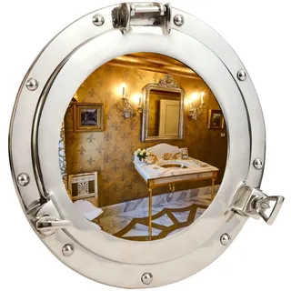 Bhartiya Handicrafts Schiffs-Bullauge-Spiegel, 30,5 cm, Aluminium, vernickelt, maritimer Wandspiegel, dekorativer Spiegel für Zuhause, 30,5 cm, silberfarben