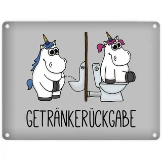 trendaffe Honeycorns Metallschild mit Einhorn Getränkerückgabe Motiv