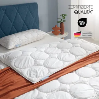 Naturhaarbettdecke SCHLARAFFIA "Steppbett, ALBA, Alpakahaar, Ganzjahresdecke, NEUHEIT", weiß, B:200cm L:200cm, Bezug: 55% Lyocell (TENCEL™), 45% Baumwolle. Füllung: 100% Alpaka, Bettdecken, Klimatisierend, Bettdecke 135x200, 155x220 cm, Made in Germany