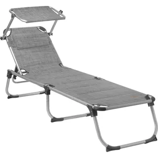 CampFeuer Sonnenliege mit Dach 200 x 60 x 60 cm Grau