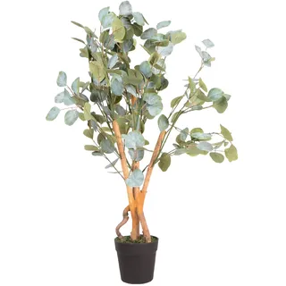 UNUS Eukalyptus Kunstpflanze 80 cm mit Echtholzstamm im Topf | naturgetreue Deko Pflanze