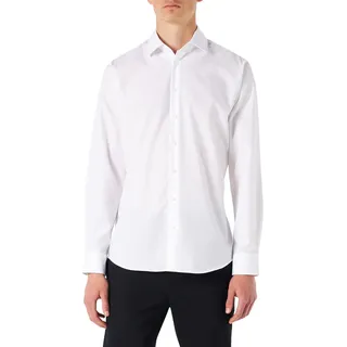 Seidensticker Herren, Shaped Bügelfrei Kent Langarm Business Shirt, Weiß, 42