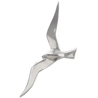 RiloStore Möwe 34cm breit silber farben Aluminium Wanddekoration b012 Wanddeko Möwen Vögel Wandobjekt Vogel-Skulpturen Wandbild Dekovögel Metallvögel