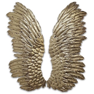 Casa Padrino Luxus Wanddeko Engelsflügel Gold 44,5 x 4,4 x H. 115,6 cm - Dekorative Metall Flügel - Deko Accessoires