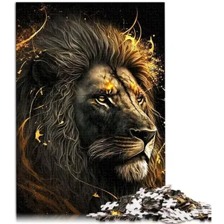 Puzzles für Erwachsene, Schwarzer und Goldener Löwe, Puzzles für Erwachsene, 1000-teilige Puzzles für Erwachsene, Teenager, Papppuzzles, Home Art Decor, Größe: 26 x 38 cm