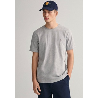 Gant T-Shirt REG SHIELD SS T-SHIRT mit Logostickerei auf der Brust grau
