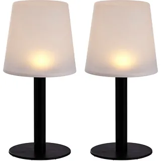 Expo Börse LED Tischleuchte Kunststoff 15x31 cm 2er Set weiß