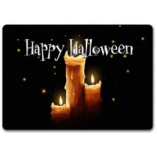 speecheese Fußmatte Fußmatte in 35x50 cm ohne Rand mit Kerze Motiv und Happy Halloween 35 cm