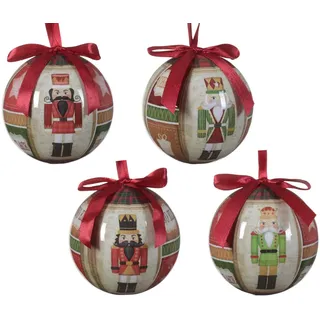 Kaemingk Weihnachtsbaumkugel, Weihnachtskugeln Kunststoff 8cm Nussknacker Motiv 1 Stück sortiert Rot beige|grün|rot