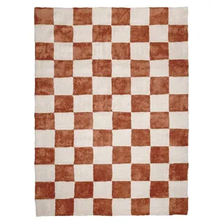 Teppich Kariert - Blox Terracotta Weiß - Orange/Weiß