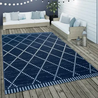 Paco Home Outdoor-Teppich 80 x 150 cm Blau/Weiß