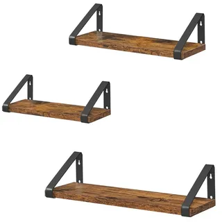 VASAGLE Wandregale-Set braun, schwarz 30,0 / 35,0 / 40,0 x 12,0 x 11,0 cm