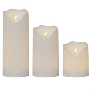 XXL LED Kerzen Kunststoff flackernd Kerzenset für Außen weiß 3er Set