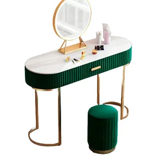 Xlmoebel Schminktisch Eleganter Kosmetiktisch mit Hocker und viel Stauraum in Weiß (Tisch mit Hocker, 1-St., Schminktisch), Hergestellt in Europa grün
