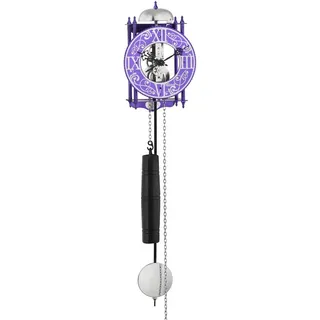 Hermle Pendelwanduhr Skelett 8-Tage Stab-Kettenzugwerk mit Schlag auf Glocke Raubritter (Ideal auch als Geschenk) lila