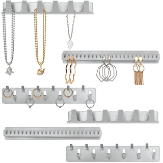 BELLE VOUS 6er Pack Schmuckaufbewahrung Wand aus Metall - Ohrringe Aufbewahrung Set mit 6 Selbstklebenden Haken & Stiften - Für Ketten, Ringe, Armbänder & Ohrringe Aufbewahrung
