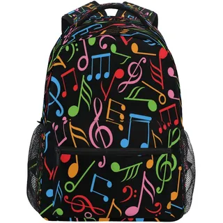 GIGIJY Rucksack mit Musiknoten-Design, für Schule, Bücher, Reisen, Freizeit, Tagesrucksack für Kinder, Mädchen, Jungen, Herren, Damen