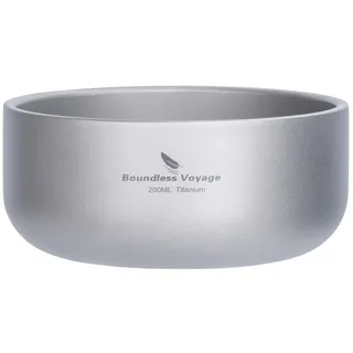 iBasingo Titan Reis Suppen Schüssel 200ml Doppelwandige Verbrühungssichere Schüssel Teetasse Leichtes Outdoor Camping Geschirr für Erwachsene Kinder für Wanderpicknick Rucksacktour Ti1083T