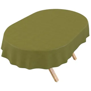 ANRO Tischdecke DanceDirty abwaschbar Leinenoptik wetterfest Falschuni Modern (Einzelstück 1-tlg, eine Tischdecke), Stofftischdecke schmutzabweisend 240x140cm Uni Grün grün Oval | 140 cm x 240 cm