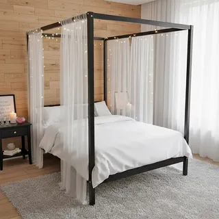 le quai des affaires Himmelbett 160 x 200 cm Schwarz
