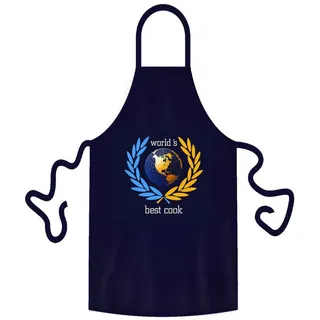 teprovo Grillschürze Kochschürze Schürze 116cm Dunkelblau world's best cook, (1-tlg., integrierte Taschen), mit Motiv und Spruch blau