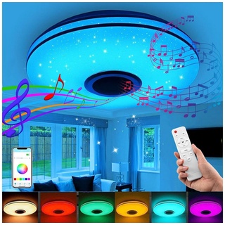 LETGOSPT Deckenleuchte Deckenlampe mit Bluetooth Lautsprecher, Musik Lampe, RGB Farbwechsel, LED fest integriert, LED Deckenlampe Dimmbar mit Fernbedienung oder APP-Steuerung, für Wohnzimmer Schlafzimmer Küche Kinderzimmer