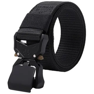 shenky Stoffgürtel Gürtel Herren Taktischer Gürtel Armee Militär 125cm (Schnellverschluss Schnalle, Outdoor Ausrüstung) Arbeitsgürtel schwarz