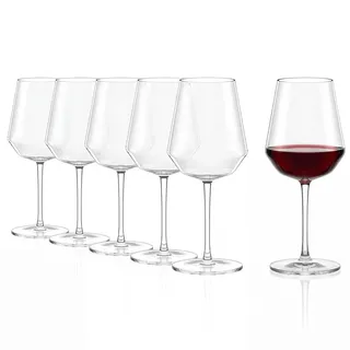 Stölzle Lausitz Bordeauxglas CELESTIA 6er-Set 650 ml – Modernes Design mit facettierter Oberfläche – Ideal für Aromaentfaltung von Bordeaux-Weinen – Weinglas mit Belüftung – Spülmaschinengeeignet