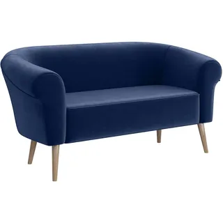 MEBLINI Mini Sofa 2-Sitzer für Wohnzimmer - Mini Lounge für Zwei Personen - Küchensofa - Sofa Klein - Emilia - 2 - Blau Samt