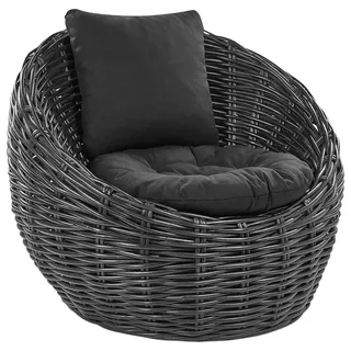 Beliani Rattanstuhl 55 x 97 x 80 cm schwarz