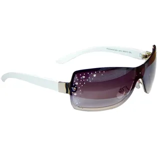Sonnenbrille Damenbrille mit Strasssteinen Brille Monoglas Sportlicher Style Damen M 33 (Weiß Silber.) - Breite : ca. 13,0 cm / Höhe: 4,6 cm