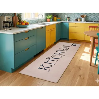 miqna Küchenteppich, rutschfeste Küchenläufer, Waschbarer Küchen Teppich, Schwarz Küchenmatte, Waschbarer Küchen Teppich (Spoon, 80 x 200)