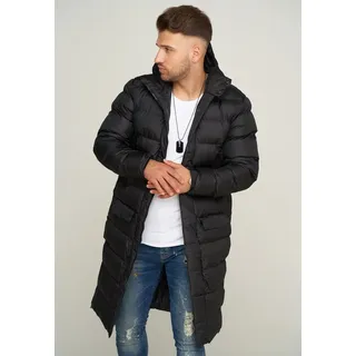 SOULSTAR Herren Parka mit Kapuze als Winterjacke - Langer Steppmantel S2JURGA Herren warmer Wintermantel Steppjacke Pufferjacke - Schwarz - XXL