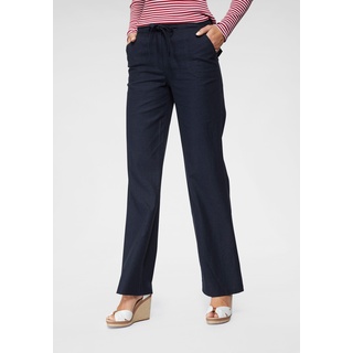 Leinenhose ANISTON CASUAL Gr. 34, N-Gr, blau (marine) Damen Hosen 5-Pocket-Hose Hose Weite Palazzohose Stoffhosen mit Bindeband