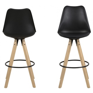 Barhocker ACTONA GROUP "Dian" Hocker Gr. B/H/T: 48,5 cm x 111,5 cm x 55 cm, schwarz Barhocker Barstuhl, Organisch geformter Sitz mit Kissen, Fußstütze