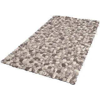 Handgewebter Schurwolle-Teppich Organic Living - 200x120cm - grau - Filz Steinoptik