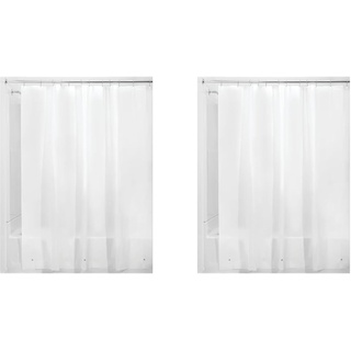 iDesign Duschvorhang aus Stoff, schimmelresistenter Badewannenvorhang aus Polyester in der Größe 183,0 cm x 183,0 cm, wasserdichter Vorhang mit 12 Ösen, frostgrau (Packung mit 2)