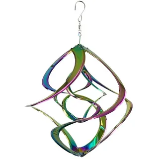 Deko Windspiel doppel Hurrikan Edelstahl Rostfrei Windrad Wind Dancer 44 cm