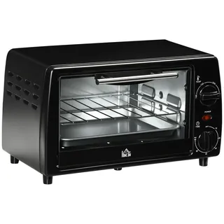 Homcom Minibackofen 10l 750 W schwarz inkl. Backblech + Grillrost + Bodenschale