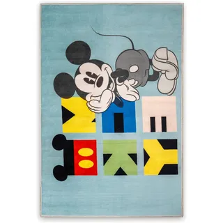 Disney Home Kinderteppich - Offiziell lizenzierter Kinderspielteppich für Kinderzimmer, Spielzimmer - rutschfeste und waschmaschinenfeste Spielmatte für Kinder, Mickey Mouse Teppich 80 x 120 cm