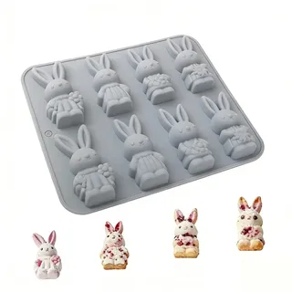 3D-Osterhase-Silikonformen, Vielseitige Osterhase-Schokoladen-Formen zum Backen, Cake Pops, Gelee, Seife, Harz, Eiswürfel & Kerzen, Perfekt for Osterpartys & Frühlings-DIY-Projekte
