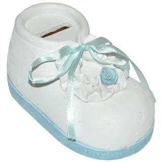 alles-meine.de GmbH Spardose Babyschuh - blau für Baby  ́s Jungen - stabile Sparbüchse aus Kunstharz - Geldgeschenk Baby zur Geburt Taufe Geld Sparschwein - Babyschuhe Schwanger /..