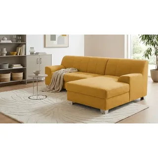 OTTO home Ecksofa Lolland 241 x 146 cm, modern, mit Steppungen, mittelfester Sitz, L-Form, aus pflegeleichtem, weichem Luxus-Microfaser goldfarben