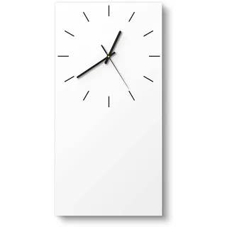 DEQORI Glasuhr | horizontal 30x60 cm | Unifarben - Weiß | große XXL Design Uhr aus Glas | leise Wanduhr für Wohnzimmer & Küche | moderne Hingucker Uhr für die Wand
