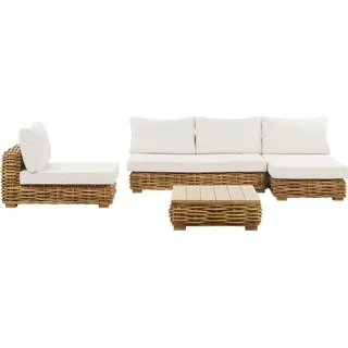 Beliani Varallo Loungeset Rattan cremeweiß