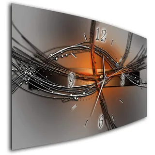 BM Funk Quarz Wanduhr Funkwanduhr Funkwanduhren Funkuhr Funkuhren kein Ticken lautlos geräuschlos leise modern ohne Tickgeräusche groß XXL Wohnzimmer Küche Digital Art Abstrakt 6897-1a