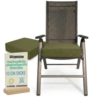 Pillows24 – 2X Sitzkissen 40x40 cm 10 cm Dick | Schaum Stuhlkissen waschbar Bezug | Wasserabweisend & UV-beständig | Outdoor Sitzkissen Stuhl, Sitzerhöhung Stuhl für Garten & Balkon | Grün