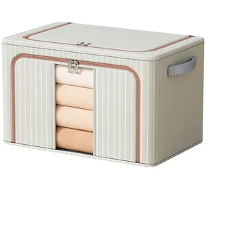 EffiFish Faltbare Aufbewahrungsbox, mit Oxford-Stoff und Stahlrahmen, wasserdicht, staubdicht, Organizer für Zuhause, Schlafzimmer oder Kleiderschrank, 66 l und 100 l (100 l blaue Streifen)