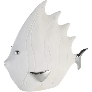 Casablanca Dekofigur Skuptur Fisch in Stein-Optik, 36 x 33 cm, weiß/Silber