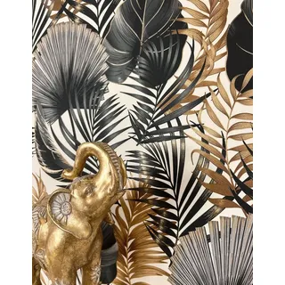 Newroom Vliestapete Milandu Tapete Dschungeltapete Dschungel,Blätter,Palmenblätter, Schwarz Tapete Modern Dschungel - Dschungeltapete Palmen Anthrazit Bronze Tropisch Floral Blätter Palmenblätter für Wohnzimmer Schlafzimmer Küche, Palmen schwarz